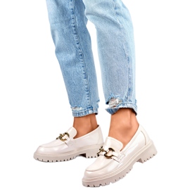 Női mokaszinok arany díszítéssel OH31-2LT/BE bézs