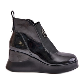 Patent Wedge Bokacsizma Szigetelt Vinceza 66703 Fekete Patent Wedge Bokacsizma Szigetelt Vinceza 66703 Fekete