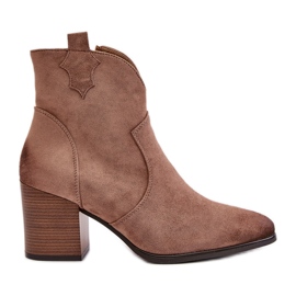 Cowboy csizma magas sarkú, hőszigetelt Eco Suede Vinceza 58345 sötétbézs színű