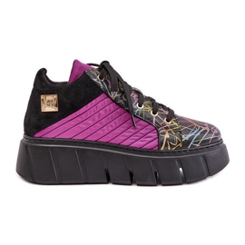 Bőr tornacipő a Maciejka Platformon 06767-15 Fuchsia fekete
