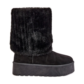 Fekete Lisonea Platform Snow Boots Felfelé hajtott felsőrésszel