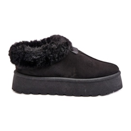 Alacsony szárú hócsizma szőrmével a platformon, Eco Suede, Black Neathoria fekete