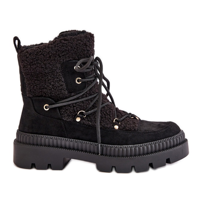 Fekete Merilana báránybőr csizma bundával