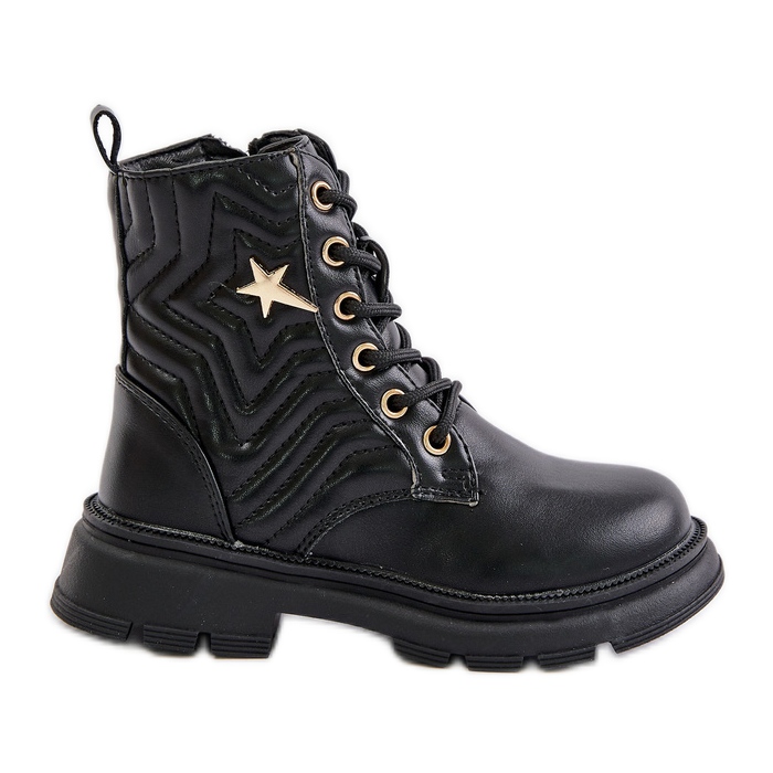 Szigetelt gyerek bokacsizma cipzárral ökobőrből, Fekete Liotira