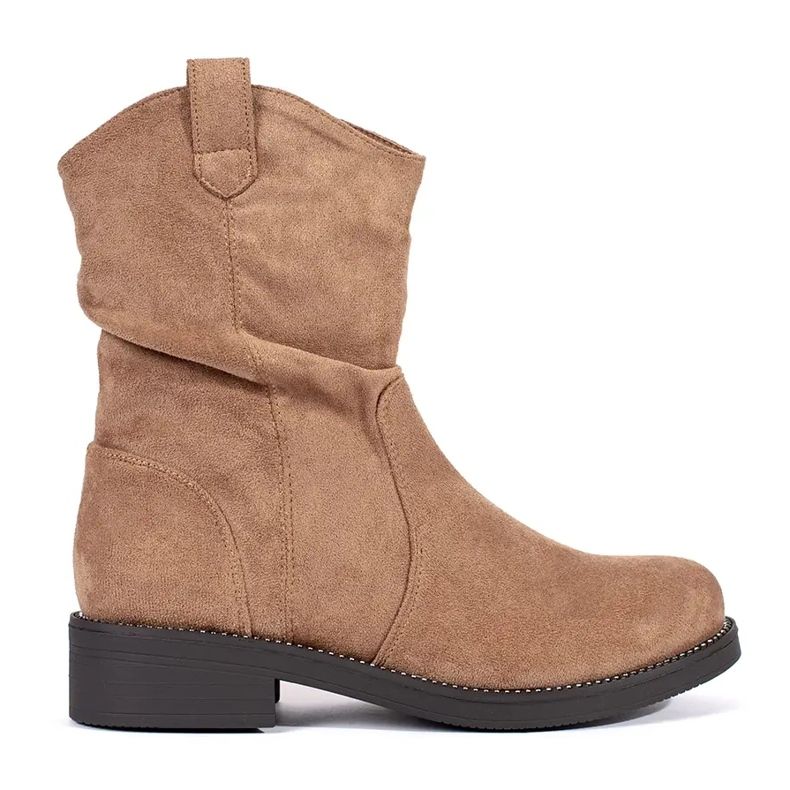 Női sötétbézs velúr cowboy csizma