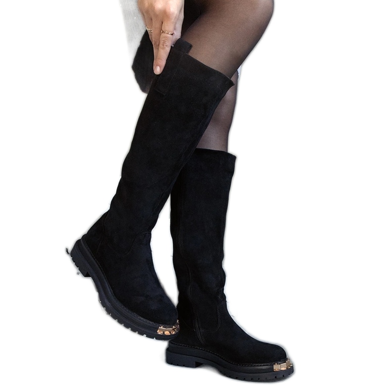 Guillora fekete csizma fém bevonattal