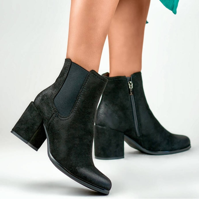 Női velúr bokacsizma, fekete, 260038B-SU Női velúr bokacsizma, fekete, 260038B-SU