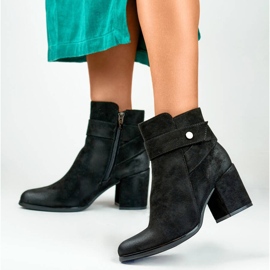 Női velúr bokacsizma, fekete, 260041B-SU