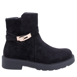 Drapers Fekete velúr lapos bokacsizma