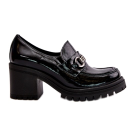 Zazoo 20175 női lakkbőr cipő magas sarkon, természetes bőr, fekete