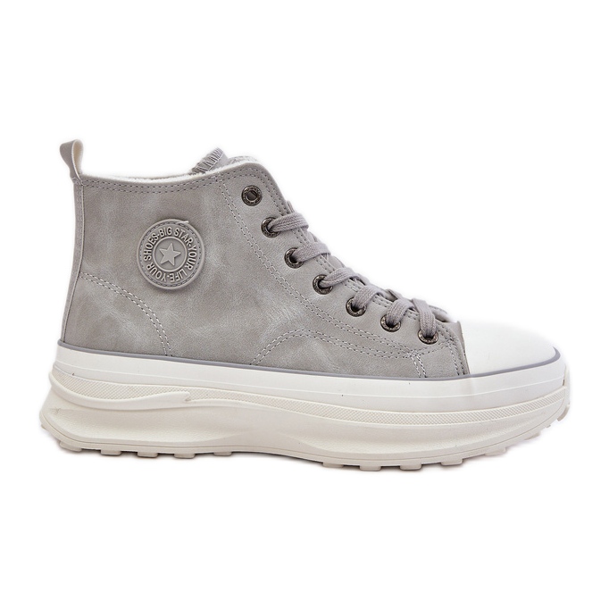 Hőszigetelt női tornacipők a Big Star platformon OO274073 szürke