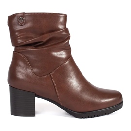 Női barna bőr bokacsizma, Sergio Leone fodros felsőrésszel