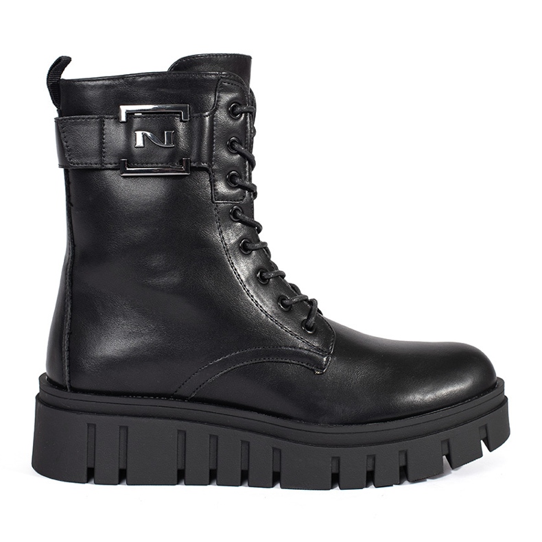 Seastar Fekete fűzős bokacsizma a platformon