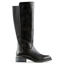 Öko bőrből készült fekete női csizma télire