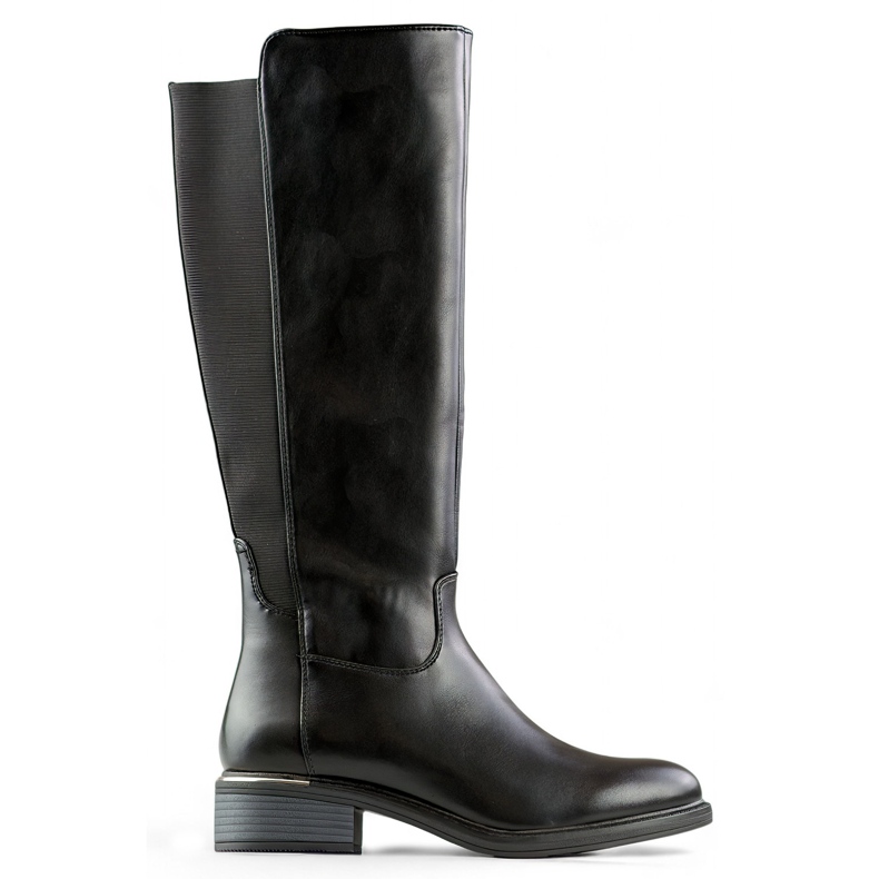 Öko bőrből készült fekete női csizma télire