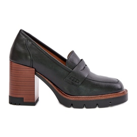 Női magassarkú cipő Eco bőrből, fekete Vinceza 58105