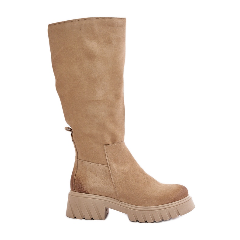 Zazoo 70145 velúr térd feletti csizma, meleg bézs