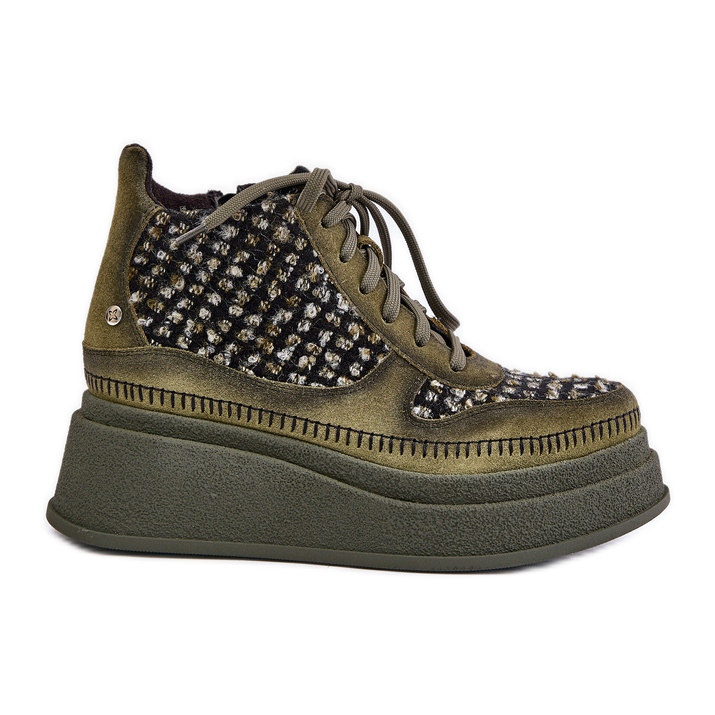 Bőr csizma emelvényen és éken Maciejka 06759-09 zöld