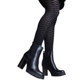 Fekete felbújós bokacsizma Motena ökobőrből