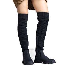 Fekete szövet csizma matt felülettel, Scarlett