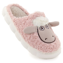 Női házi prémes papucs bárányokkal, rózsaszín Filippo DK6683