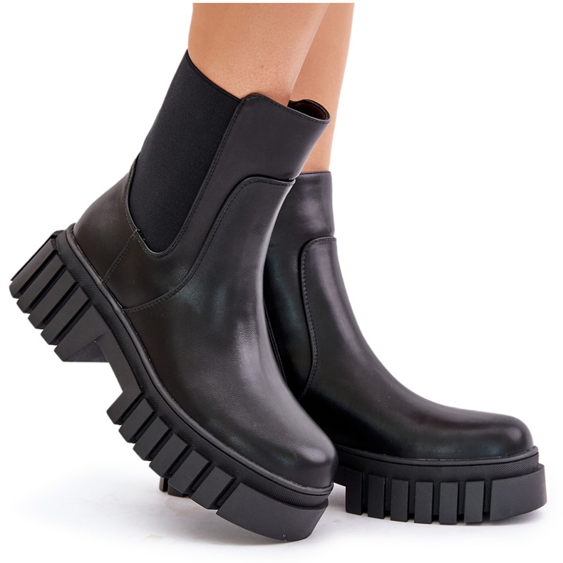 Szigetelt Chelsea csizma cipzárral S.Barski HY42-975 Fekete