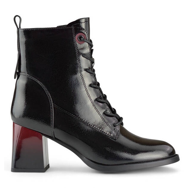 Női lakkozott bokacsizma, fekete, GD-FL2106B