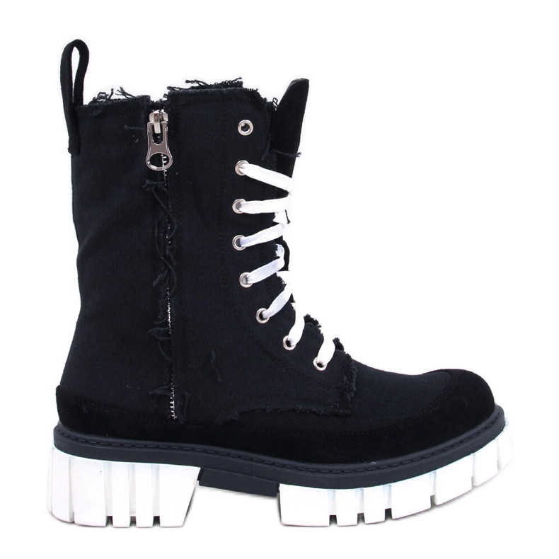 Vászon bokacsizma Vaugh Black protektorral fekete