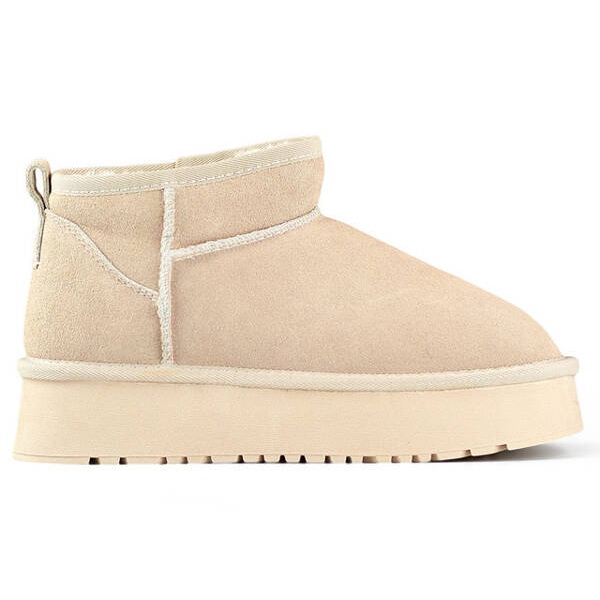 Női bőr bokacsizma, velúr hócsizma, bézs XF-159L.BE