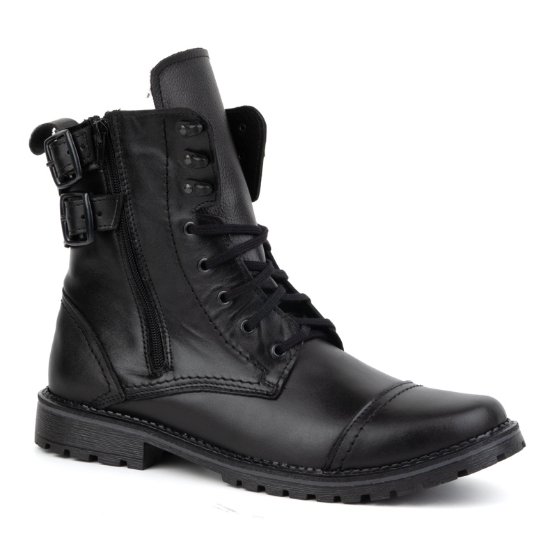 Olivier Férfi katonai motoros csizma, bőr, 83KZ, fekete