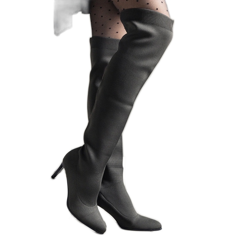 Zöld bebújós magas sarkú csizma elasztikus Atari felsőrésszel