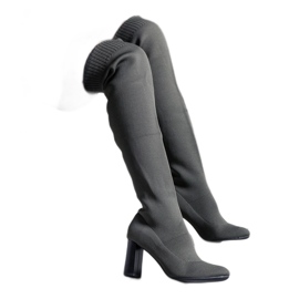 Zöld bebújós magas sarkú csizma rugalmas Flamme felsőrésszel