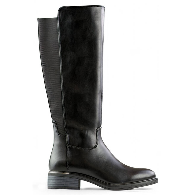 Női csizma elasztikus gumival, fekete FC20B