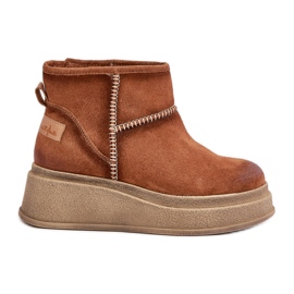 Bőr velúr hócsizma emelvényen és ékekkel Barna Maciejka 06769-29 barna