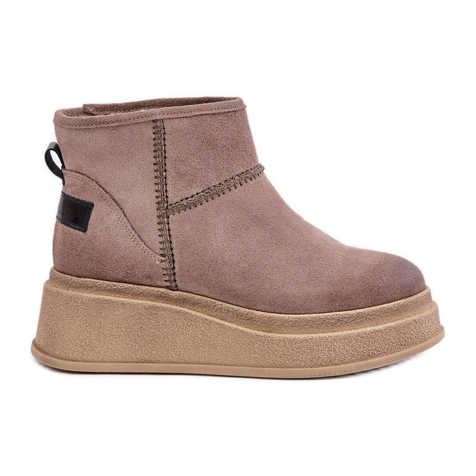 Bőr velúr hócsizma emelvényen és éken Maciejka 06769-02 sötétbarna