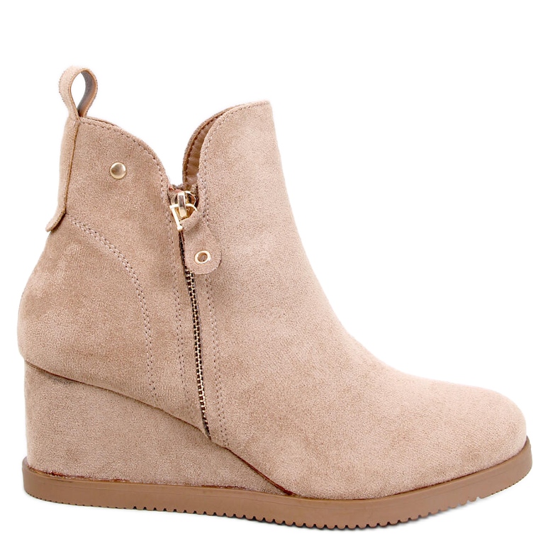 Paxten Khaki velúr ék alakú bokacsizma bézs