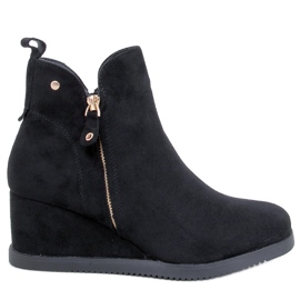 Paxten Black velúr ék alakú bokacsizma fekete