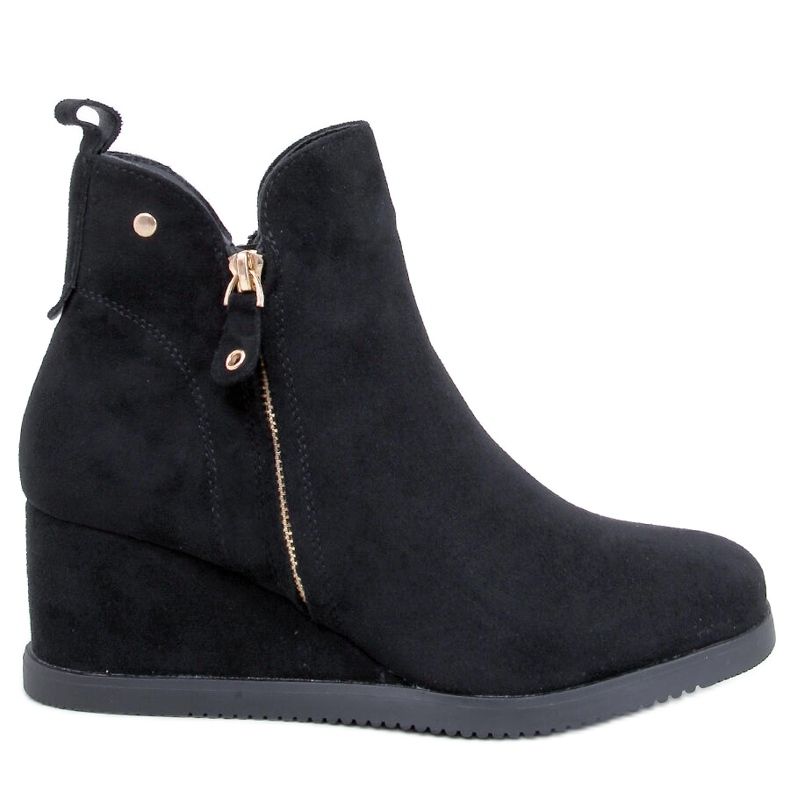 Paxten Black velúr ék alakú bokacsizma fekete