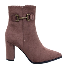 Mahoni Khaki velúr bokacsizma barna