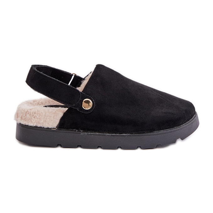Szőrmével bélelt, báránybőr típusú, fekete női papucs a Sanilora-tól Szőrmével bélelt, báránybőr típusú, fekete női papucs a Sanilora-tól