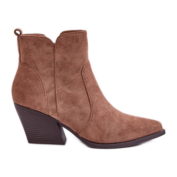 Szigetelt Eco Suede Cowboy csizma cipzárral, barna Virtris