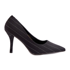 Fekete Tifidra női csíkos szövet magassarkú