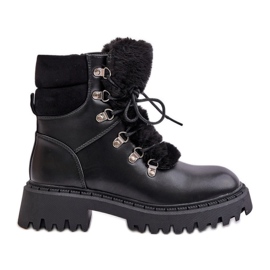 Szigetelt túrabakancs, cipzárral ökobőrből, Black Willatta fekete