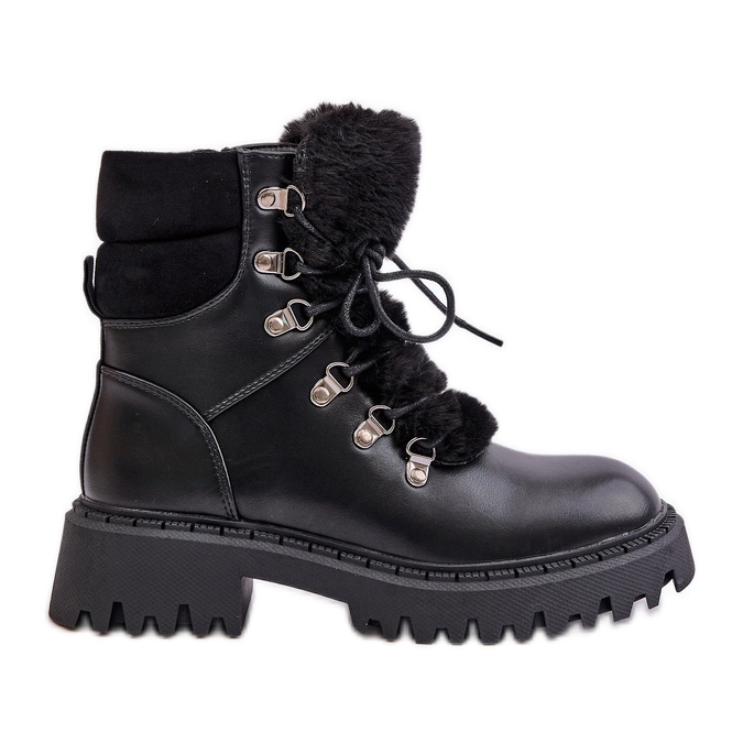 Szigetelt túrabakancs, cipzárral ökobőrből, Black Willatta fekete