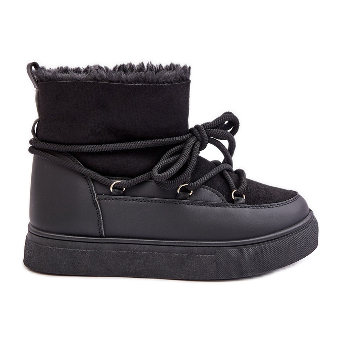 Női Platform hócsizma szőrme béléssel, fekete Aziara