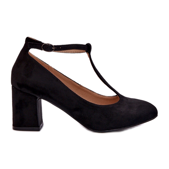 Eco-velúr pumpák tűsarkúval, fekete
