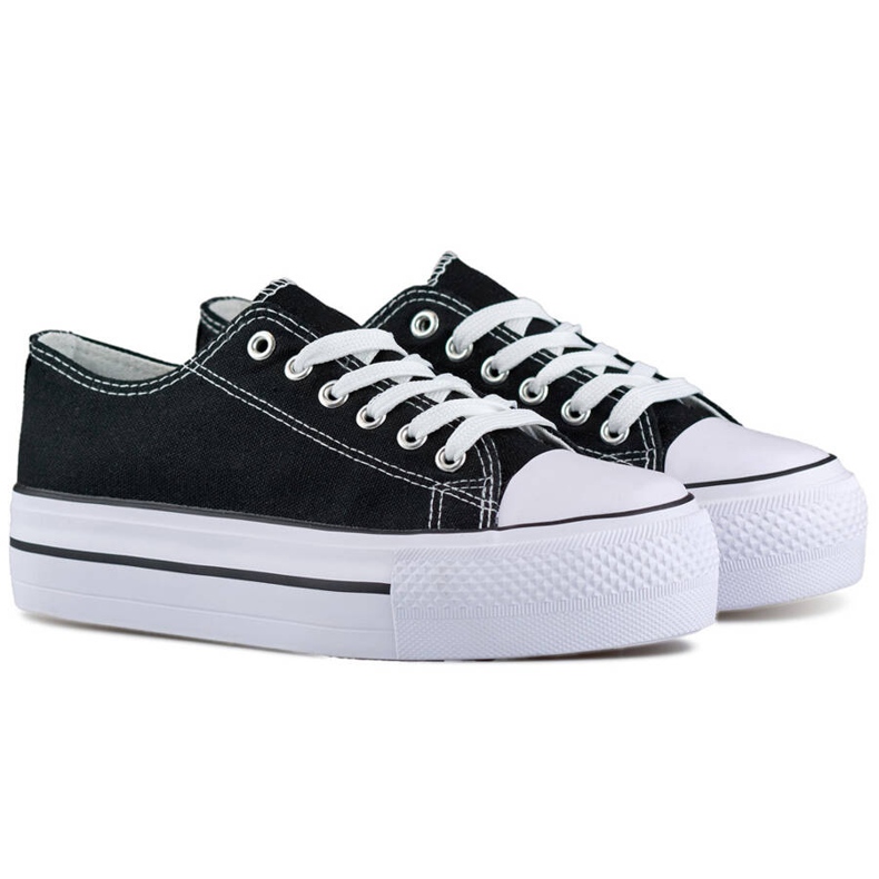 Női alacsony platformú tornacipő, fekete QY832B