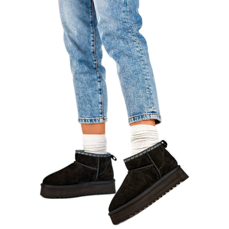 Női hócsizma Eco-Fur YU9001B szigeteléssel, fekete