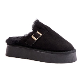FA-185 szőrmével szigetelt női papucs, fekete