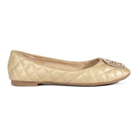 Női arany steppelt balett lakások díszítéssel aranysárga